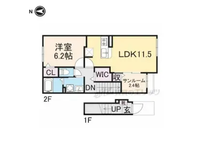 グランドハイツ(1LDK/2階)の間取り写真