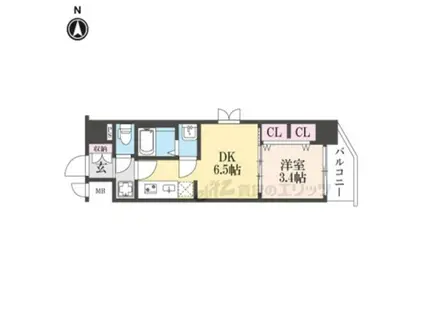 プレサンス十条凛華(1DK/3階)の間取り写真