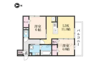 TORISIA殿城(2LDK/3階)の間取り写真