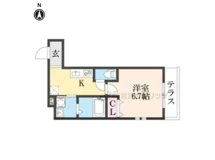 フジパレス弥刀駅北番館(1K/1階)の間取り写真