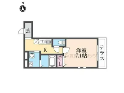 フジパレス弥刀駅北番館(1K/1階)の間取り写真