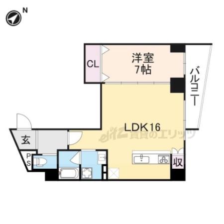 プレミアム長瀬(1LDK/2階)の間取り写真
