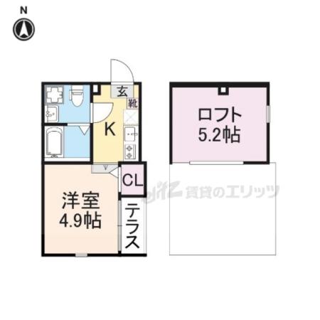 ハーモニーテラス豊後橋町A(1K/1階)の間取り写真