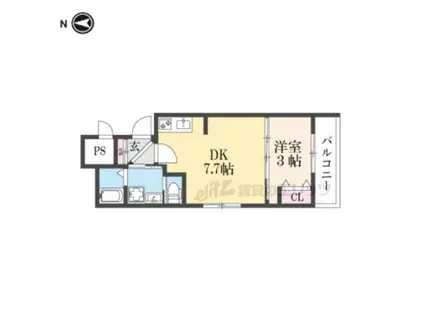 アドバンスコート五条丹波口(1DK/2階)の間取り写真