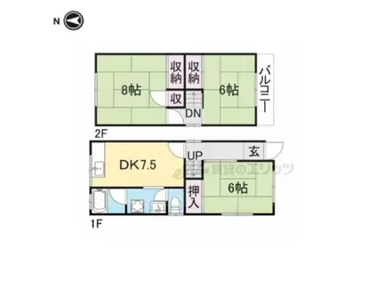 京阪電気鉄道京阪線 萱島駅 徒歩3分 2階建 築33年(3DK)の間取り写真