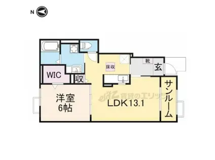 オーロモンテ.トレ(1LDK/1階)の間取り写真