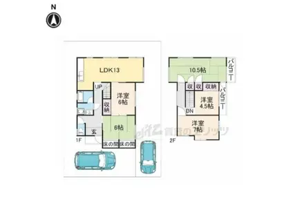 近鉄生駒線 生駒駅 徒歩20分 2階建 築49年(5LDK)の間取り写真