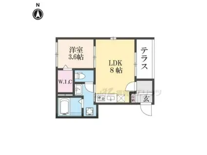 エディッフィシオ椥辻(1LDK/1階)の間取り写真