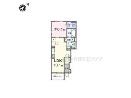 GREENAWAY(1LDK/1階)の間取り写真