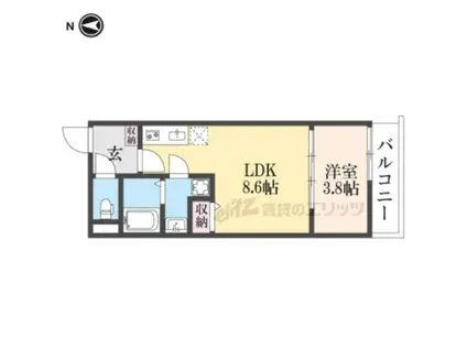 グランデコート御陵天徳町(1LDK/3階)の間取り写真