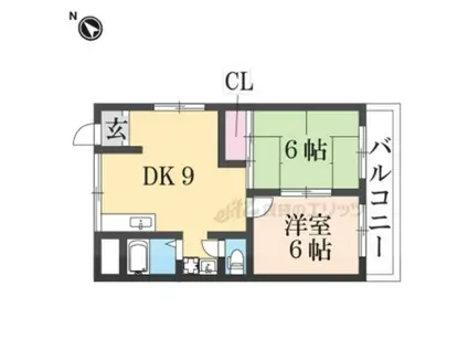 ファミーユKEN(2DK/2階)の間取り写真