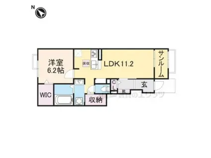 フェリオ(1LDK/1階)の間取り写真