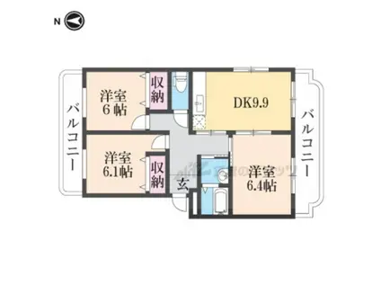 リバーサイドレジデンス(3LDK/2階)の間取り写真