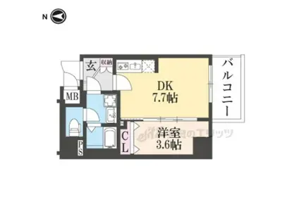 ASCLAIRE京都西院(1DK/6階)の間取り写真