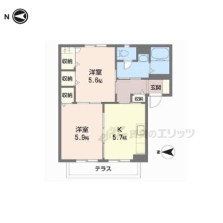 植村コート(2K/1階)の間取り写真