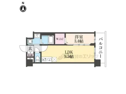 ソルテラス京都JUJO華(1LDK/2階)の間取り写真