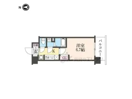 ソルテラス京都JUJO華(1K/4階)の間取り写真