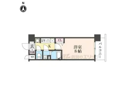 ソルテラス京都JUJO華(1K/6階)の間取り写真