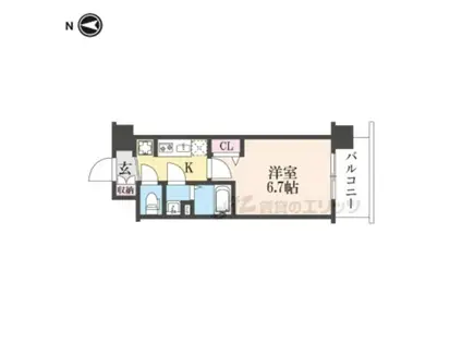 ソルテラス京都JUJO華(1K/7階)の間取り写真