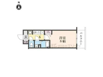 ソルテラス京都JUJO華(1K/7階)の間取り写真