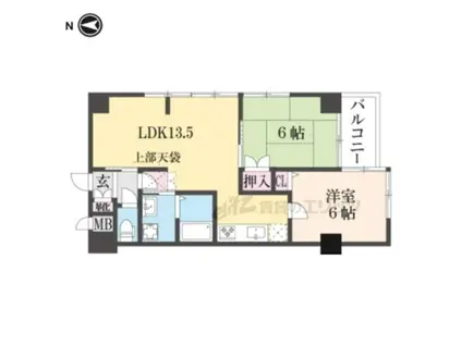 シンフォニー太子道(2DK/8階)の間取り写真