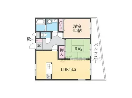 学園前西ラン・ビレッジ(2LDK/3階)の間取り写真