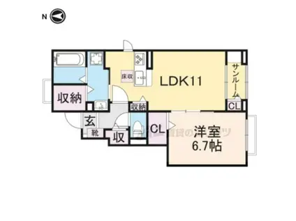 プロムナード 公文名A(1LDK/1階)の間取り写真