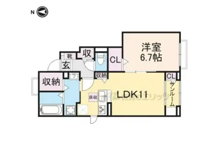 プロムナード 公文名A(1LDK/1階)の間取り写真