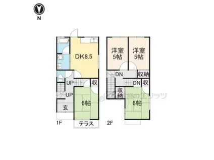 桜井線 帯解駅 徒歩25分 2階建 築37年(4DK)の間取り写真