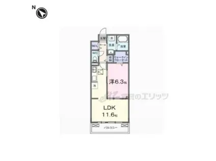 パインオークC棟(1LDK/1階)の間取り写真