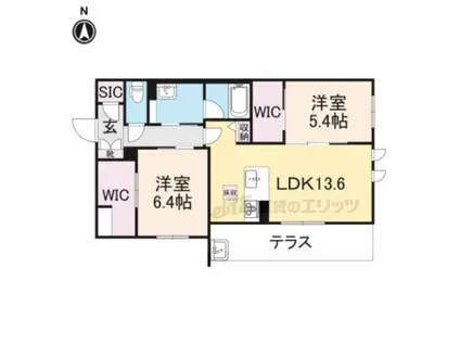 シャーメゾン レフィシア(2LDK/1階)の間取り写真