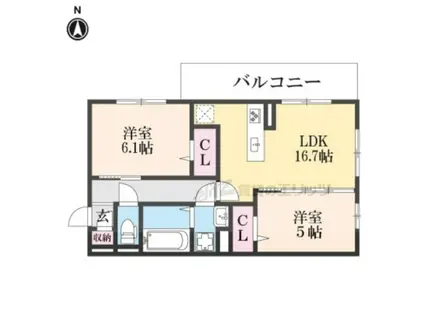 FLEUR(2LDK/1階)の間取り写真