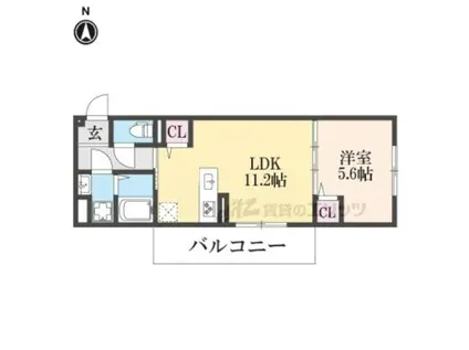 FLEUR(1LDK/3階)の間取り写真