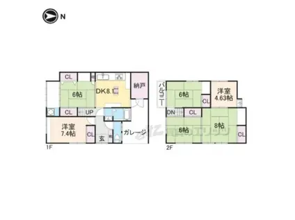 京福嵐山本線 鹿王院駅 徒歩10分 1階建 築58年(6DK)の間取り写真