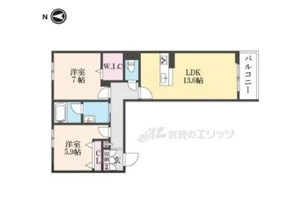 カーサ・ヴェルドール(2LDK/2階)の間取り写真