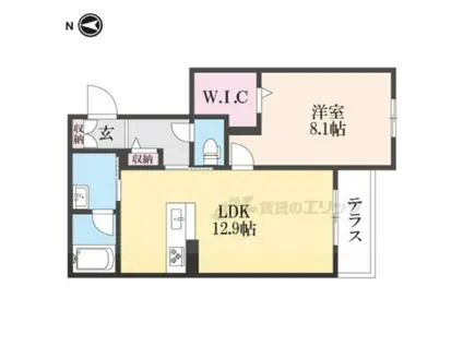 カーサ・ヴェルドール(1LDK/1階)の間取り写真