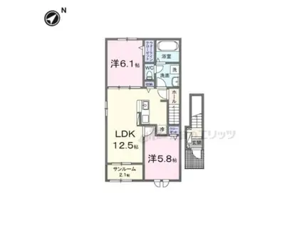 モルゲン・チェーロ(2LDK/2階)の間取り写真