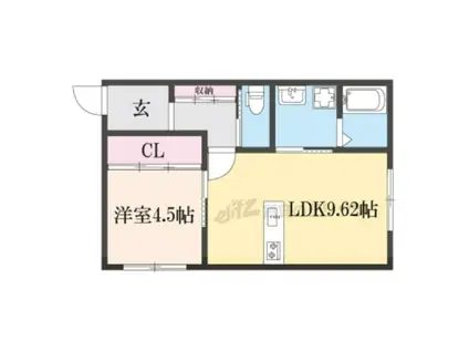 グラシエ土師ノース(1LDK/2階)の間取り写真