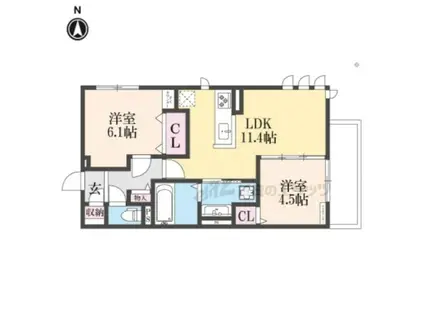 BELL SOAR(2LDK/1階)の間取り写真