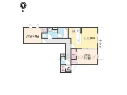 D-ROOM枚方市上之町PJ(2LDK/1階)の間取り写真