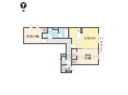 D-ROOM枚方市上之町PJ(2LDK/2階)の間取り写真