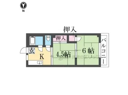 ロイヤルハイツ八戸ノ里(2DK/5階)の間取り写真