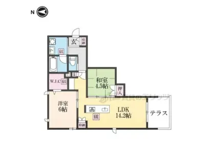 SORAIRO HILLS 空彩ヒルズ(2LDK/1階)の間取り写真