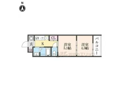 アドバンス京都リエート(2K/2階)の間取り写真