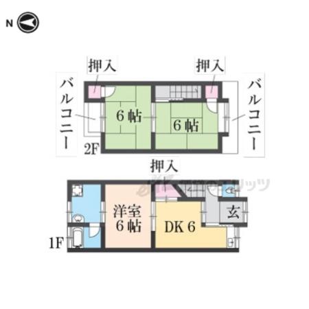 京福嵐山本線 有栖川駅 徒歩3分 2階建 築55年(3DK)の間取り写真