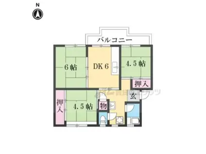 西大寺6号棟(3DK/4階)の間取り写真