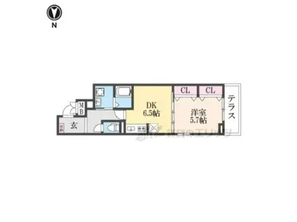 ヒカルサ京都梅津東(1DK/1階)の間取り写真