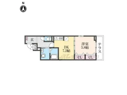 ヒカルサ京都梅津東(1DK/1階)の間取り写真