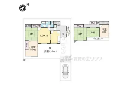 近鉄生駒線 一分駅 徒歩14分 2階建 築45年(5LDK)の間取り写真