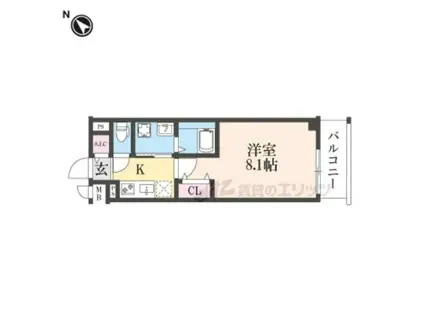 ベラジオ雅び京都洛北ガーデン(1K/5階)の間取り写真